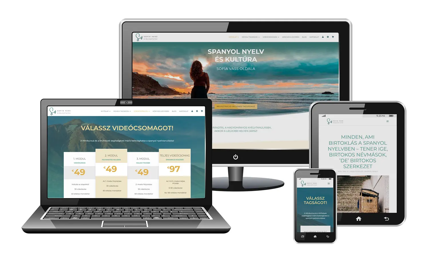 SV Spanyol tagsági és videókurzus-platformjának weboldala